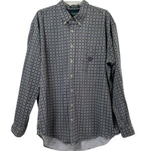 Vintage Hunt Club Men Shirt Size XXLT Medallion Print Long Sleeve Button Up Logo